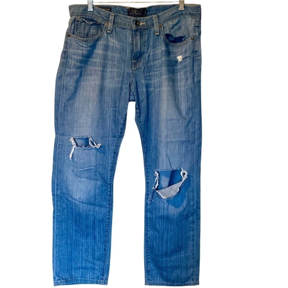 Lucky Brand Sienna Weekender Crop Distressed Blue Jeans - Picture 2 of 9